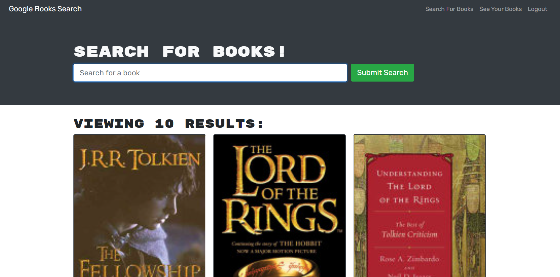 Snapshot of Book Search Engine